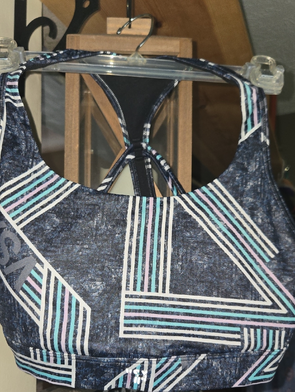 VSX Black and Blue Patterned Sports Bra